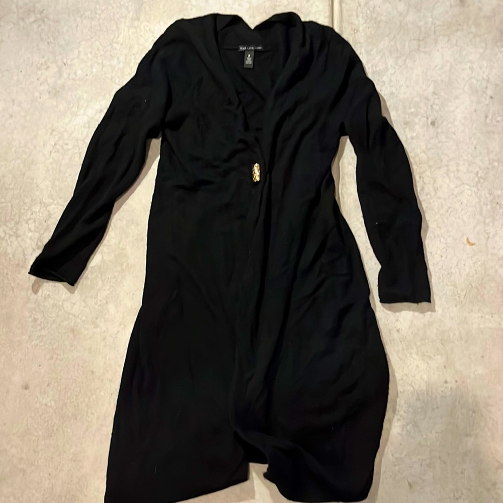 100% Cashmere long cardigan- Black